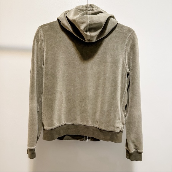Banana Republic Women's Medium Velour Hoodie Jacket Zippered Pockets Green - Picture 3 of 5